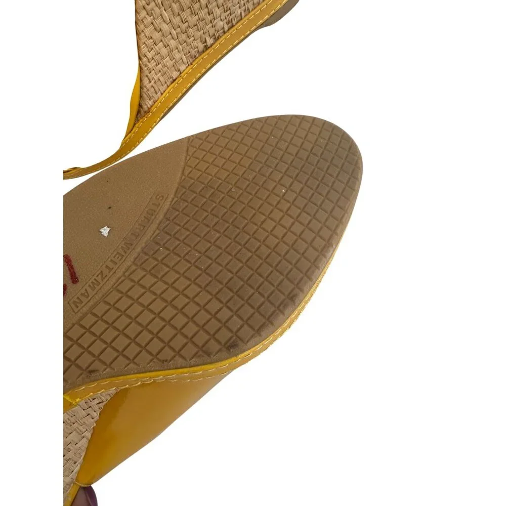 STUART WEITZMAN Yellow Patent Leather Wedges Size 9.5 - Picture 10 of 10